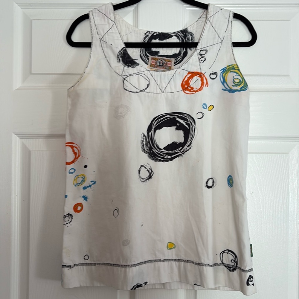 Abstract Print White Tank Top